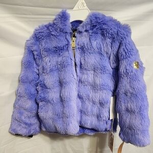 Jessica Simpson Girls' Plush Faux Fur Puffer Jacket in Lavender